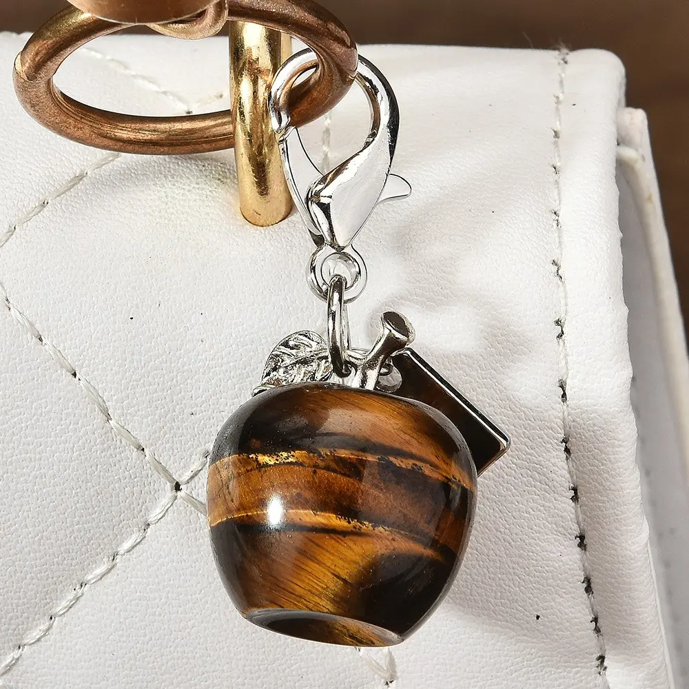 New Natural Crystal Jade Fruit Keychain, Apple Pendant Multicolor Wallet Charm, Cute Handbag Accessory, Perfect Gift for Women