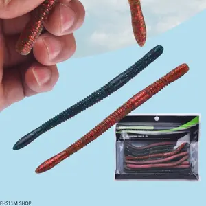 10 PCS Noodle Worm Soft Fishing Lure, Slow Sinking Earthworm Style Soft Plastic Bait With Natural Flutter Action For Bass Fishing, Finesse Fishing, Drop Shot Rig And Weightless Rig, Freshwater Predator Fish Lure