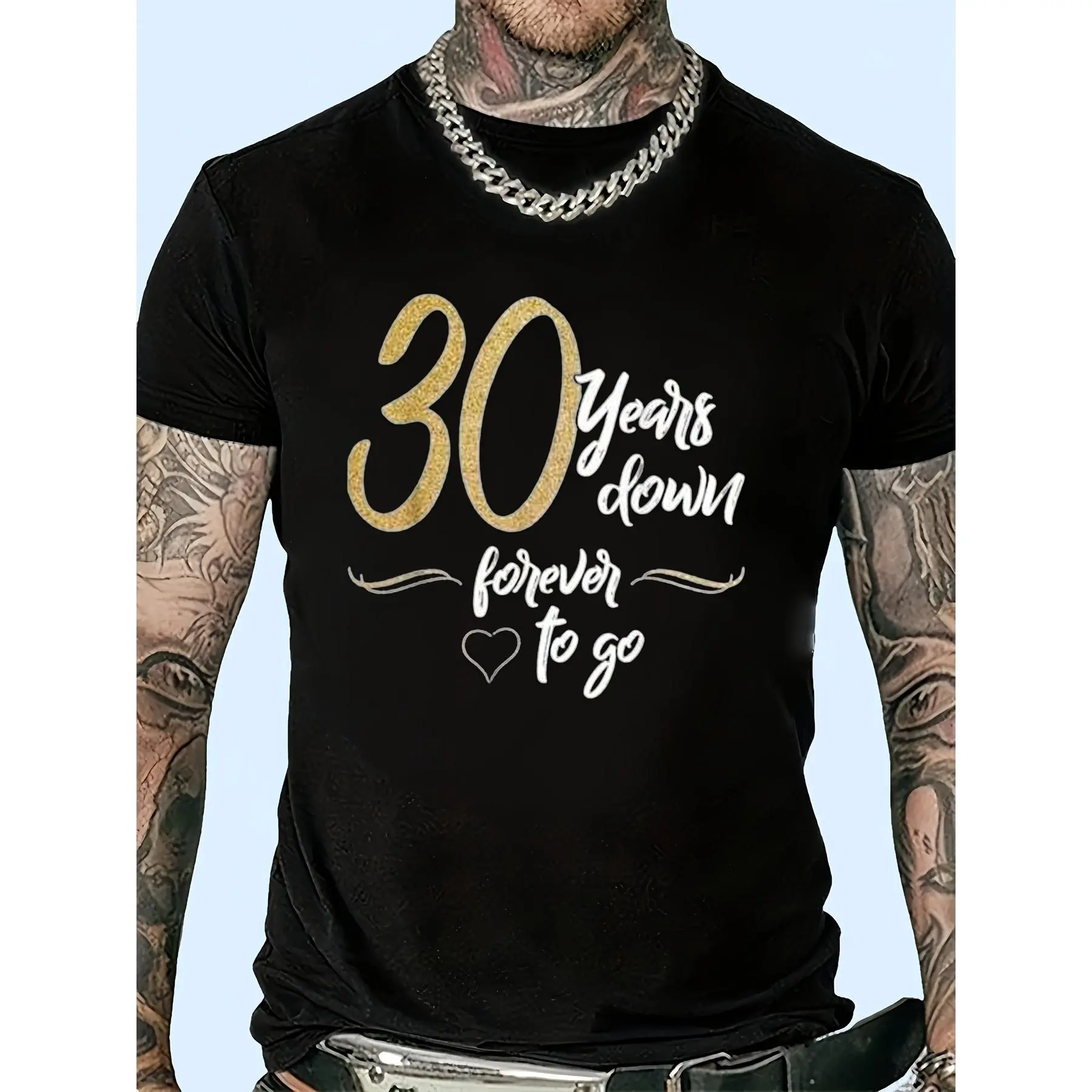 Men'S Summer Relaxed T-Shirt 30 Years, Forever to Go Couple 30Th Wedding Anniversary Tee - Casual Crew Neck, Available for Local Delivery