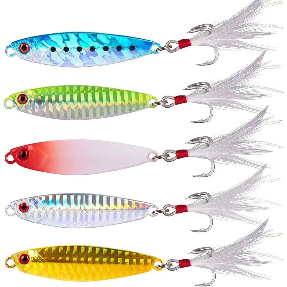 5 Pack Metal Jigging Spoon Saltwater Fishing Jigs Spoons Lures Casting Vertical  Jig Lures Freshwater Bass Striper Mackerel Halibut