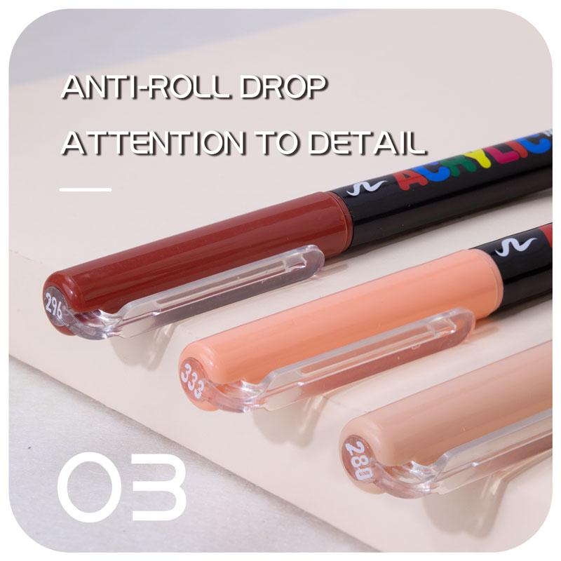 Acrylic Marker Pen Set, 12/24 Colors Straight Liquid Soft Bush Markers Pens, Waterproof Pen Soft Brush Nib Skin Color, for Figure Painting Glass Stone