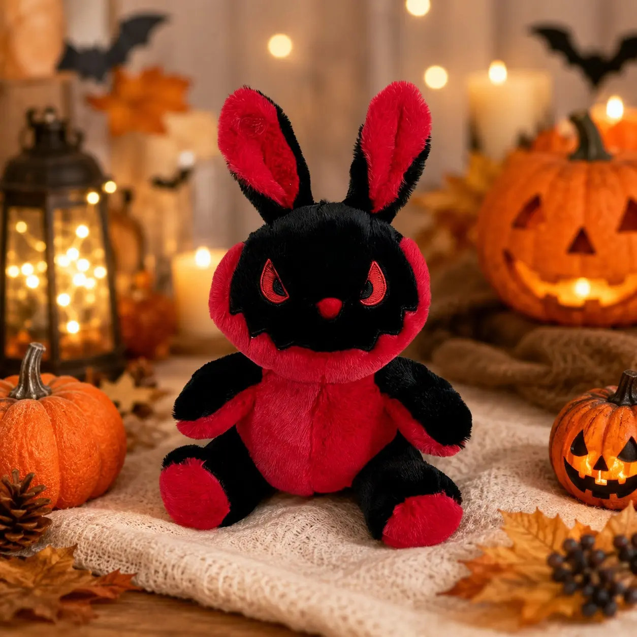 Color-Block Gothic Gentleman Bunny Plush Toy, Halloween Rabbit Stuffed Doll, Rabbit Stuffed Animal, Soft Cute Bunny Plush for Sofa Bedroom Desk Decor and Holiday Gift