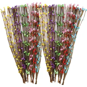 60 count Artificial Berry Garland for Easter, Spring Floral Picks Berry Sprays Stems, for Easter DIY Craft Wreath Making,  Decoration, 6 Colors
