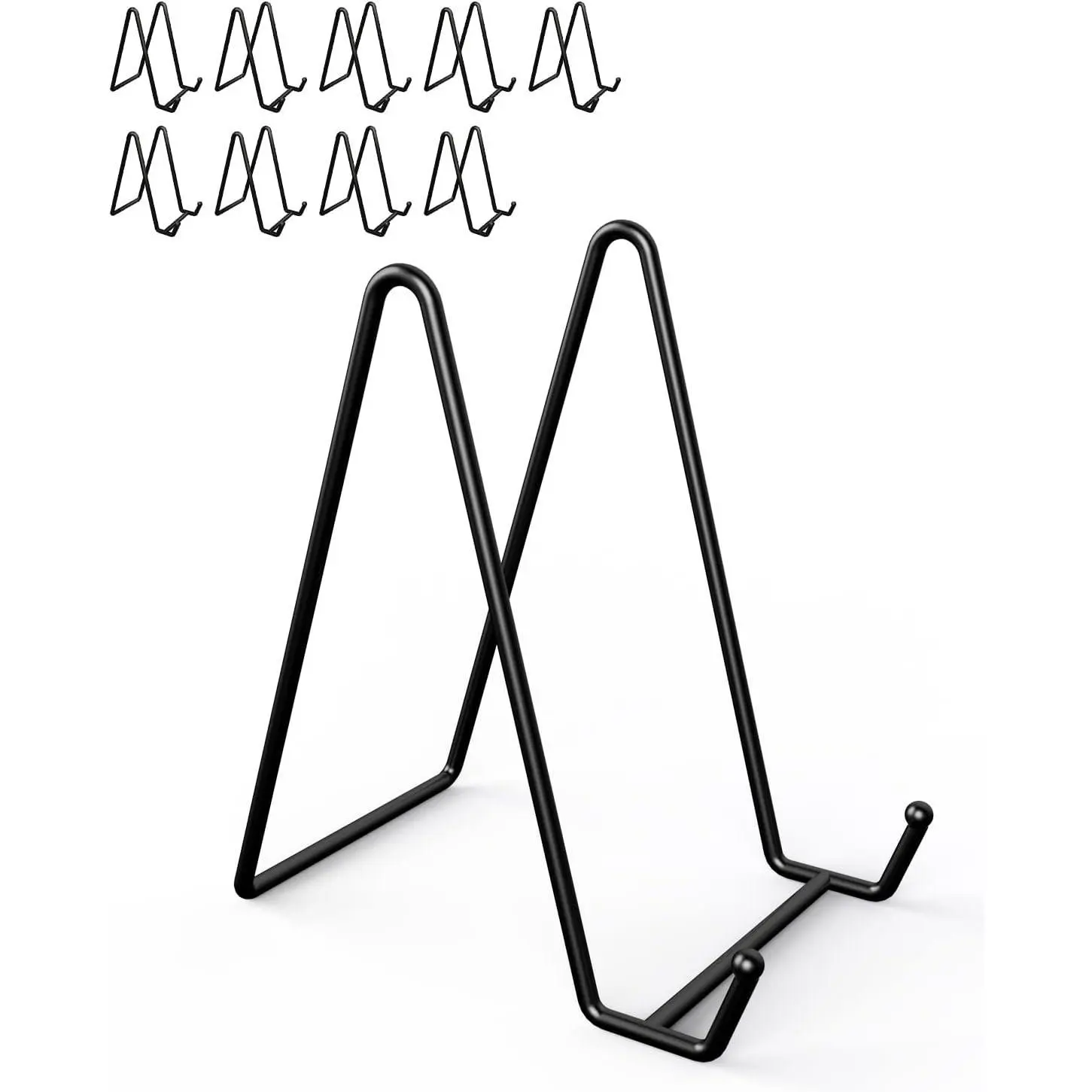 10 Packs 6 Inches Black Metal Plate Display Stands, Plate Holder for Decorative Plate Picture Book Photo Display