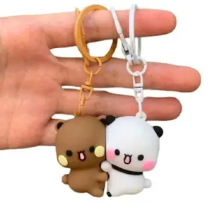 Cute Backpack Pendant with Toy Figures Couple Accessories Ideal Fantasy Themed Gift Cartoon Panda Bubu Dudu Magnetic Keychain