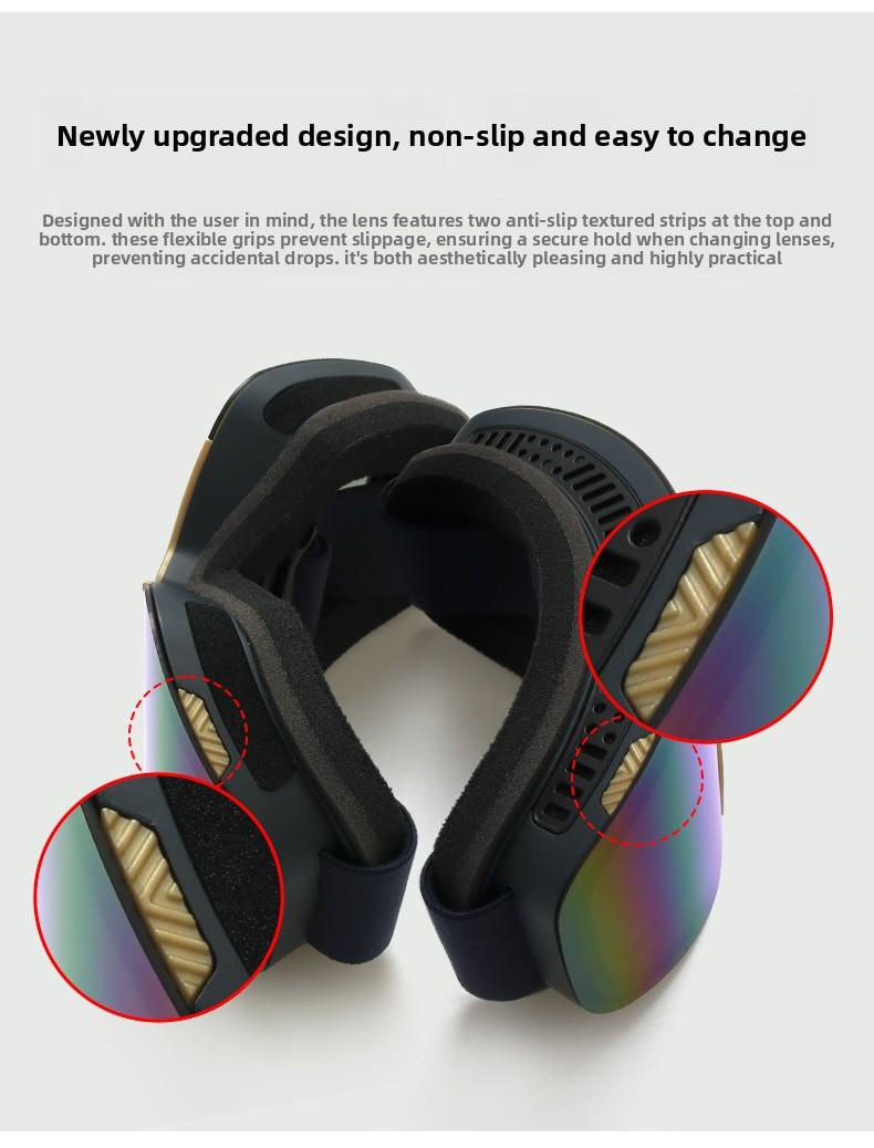 New magnetic ski goggles, cylindrical ski glasses, anti-fog, for adults, outdoor skiing and mountaineering, ski mask