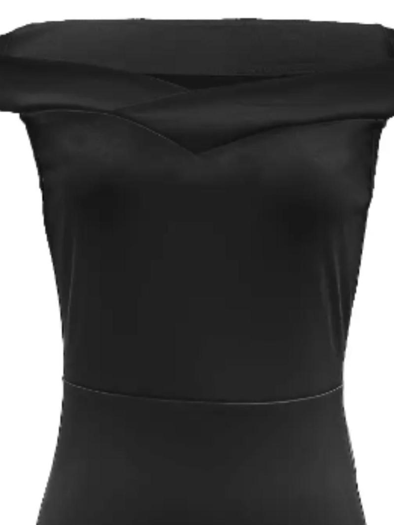 Women's Plain Ruffle Trim Split Thigh Wrap Bodycon Dress, Elegant Chic Comfort Off Shoulder Midi Dress for Party Dating Formal Wear, Back To School Dresses for Women, Birthday Dresses, Summer Outfits, Lady Clothes, Womenswear for Christmas