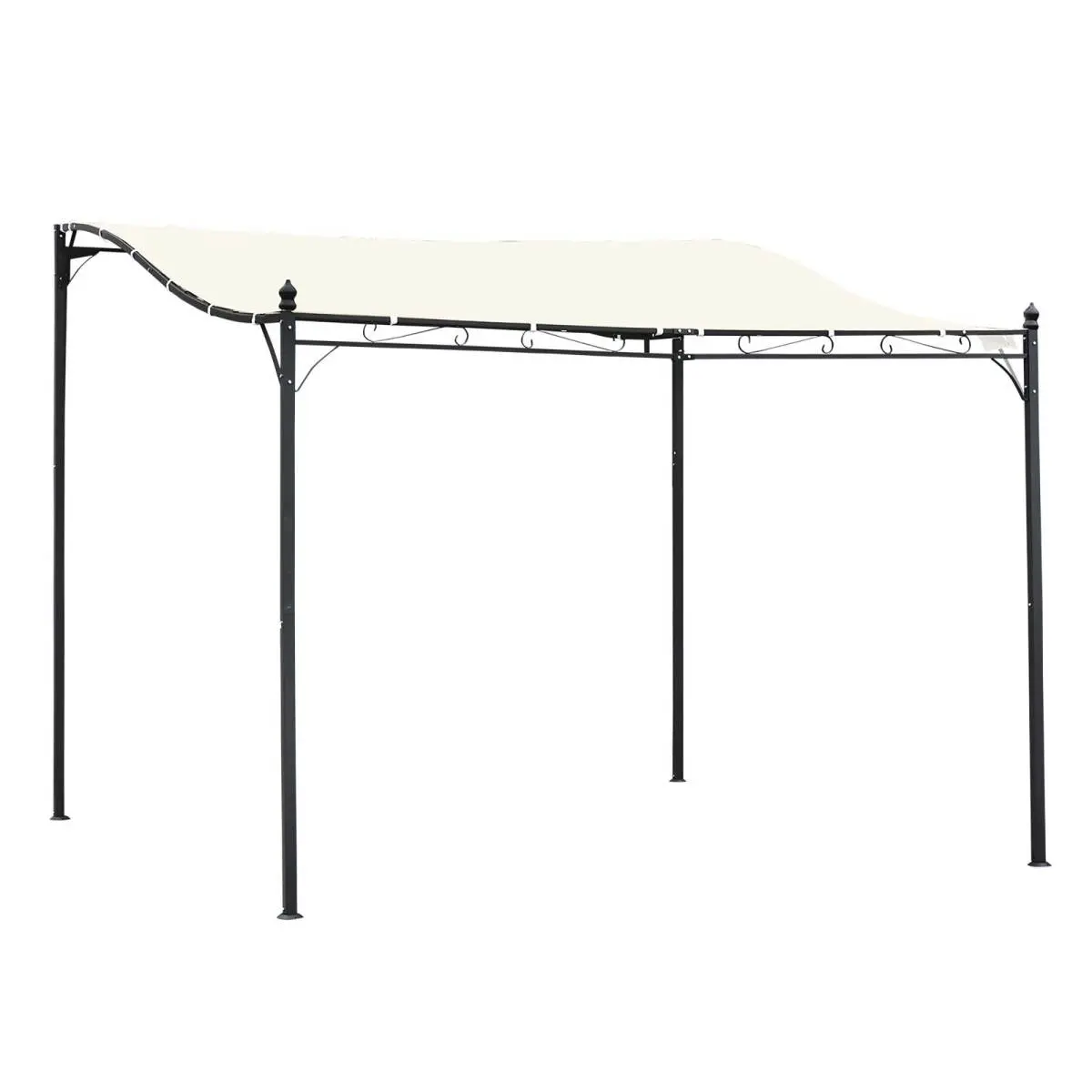 10' x 10' Steel Outdoor Pergola Gazebo, Patio Canopy with Weather-Resistant Fabric and Drainage Holes for Backyard Pool Deck Garden, Cream White
