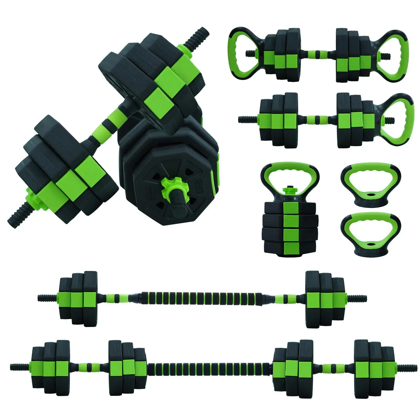 Adjustable Kettlebell Set, 4 in 1 Adjustable Dumbbell Set, 88 lbs Octagonal Free Weights with Barbell & Push-Up Stand, Anti-Slip Grip Floor Safe Compact Workout Equipment for Home Gym