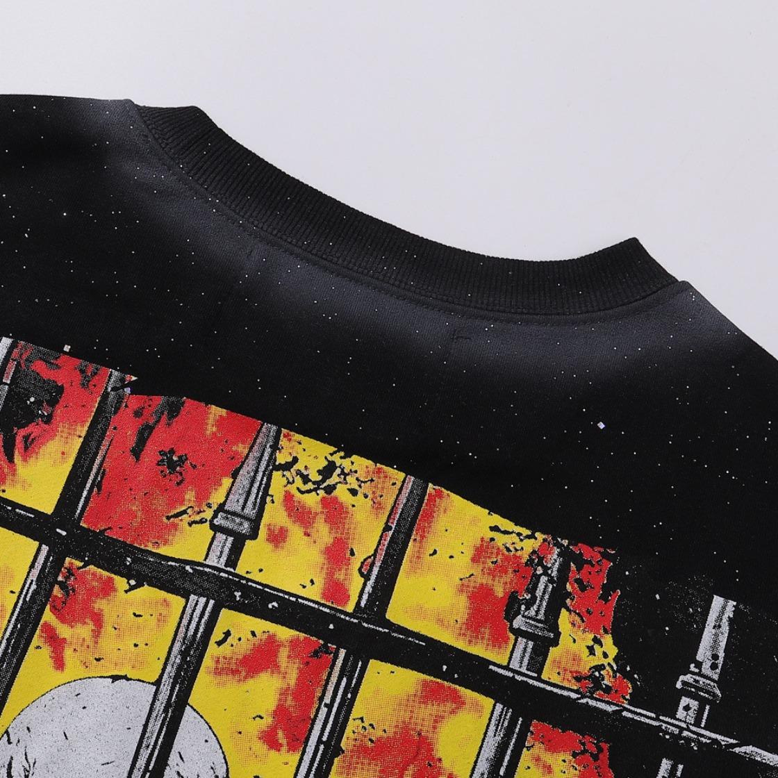 Best Quality Washed Gray Full Rhinestone Bling T-Shirt, Unisex F-Terry Cropped Tee, BKYS Skull Print High Street Hip Hop Rock Retro Y2K Vintage Streetwear, Sparkle Diamond Graphic Casual Short Sleeve Tops for Men Women