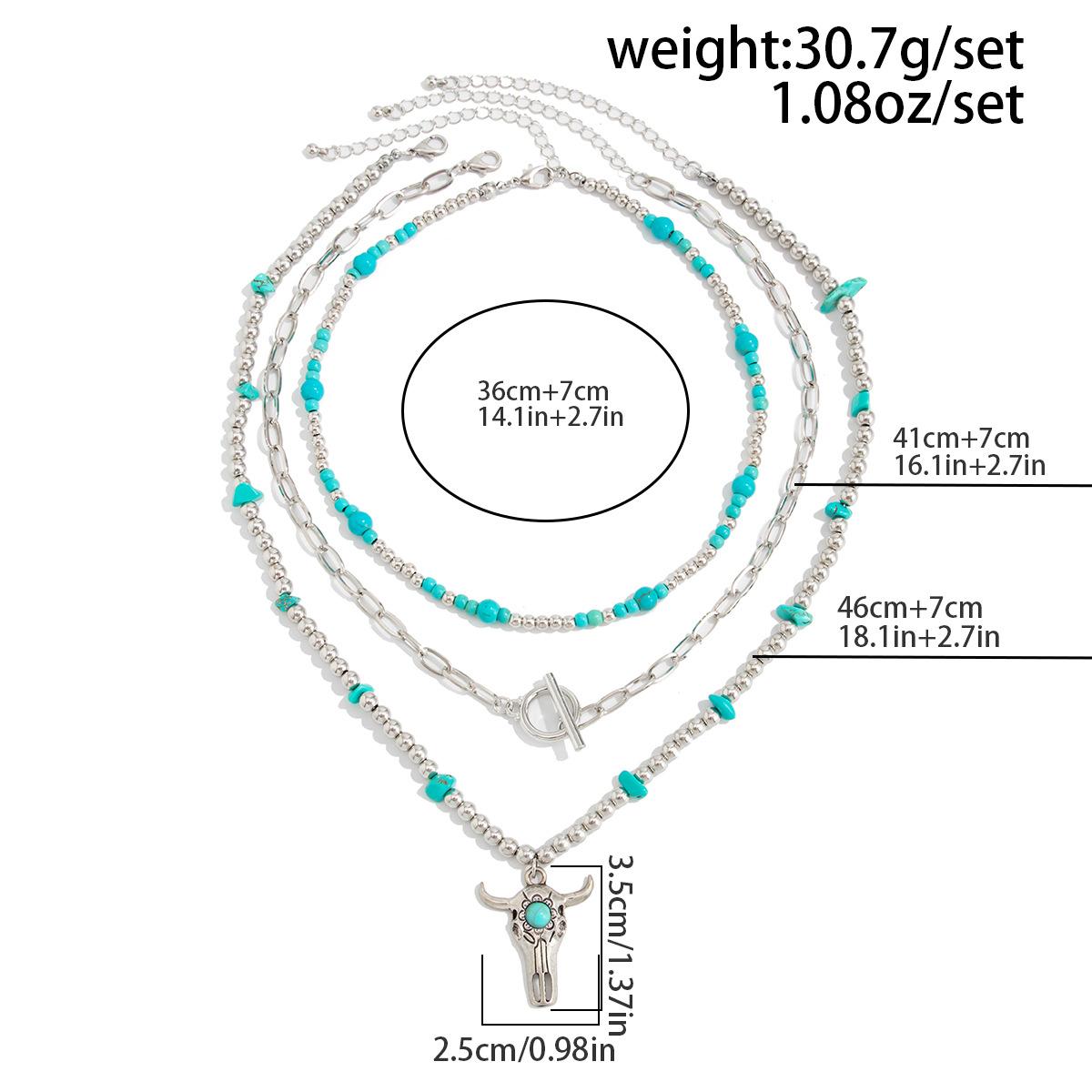 Western Necklaces Boho Turquoise Cross Necklace Set Navajo Pearl Beaded Layered Choker Cowgirl Christian Western Jewelry for Women