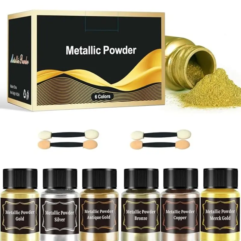 6 Colors Metallic Mica Powder Set, Jewelry Making Supplies, Shimmer Pigment Dye for Epoxy Resin, Paint Tinting, Slime, Clay, Candle, DIY Crafts