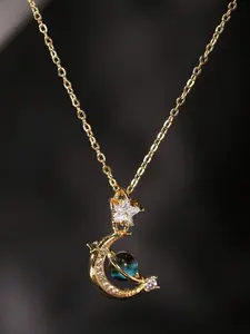 Luxurious Zircon Planet Necklace for Women, Elegant Moon Star Pendant Choker, Perfect Gift for Girlfriend, Daily Wear Jewelry