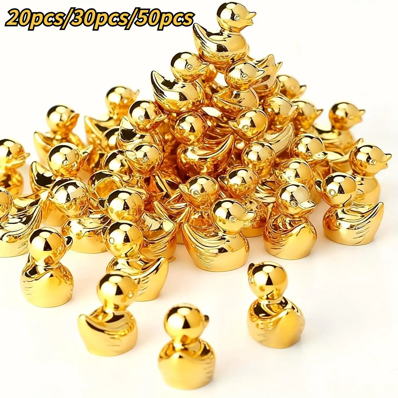 Mini Gold Duck Figurines, Decorative Figurine, Duck Design, 20/30/50 Pieces Mini Ducks Statue, Resin Animal Sculptures, Dollhouse Decorations, Ornaments, Home Decor Accessory, Figure Decor, DIY Craft, Fairy Garden Landscape, Christmas Party Gift