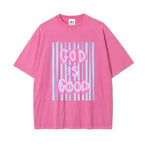 Unisex God is Good Print Washed T-Shirt Plus Size Shirt Cotton, Vintage Washed Fabric, Casual Short Sleeve, Religious Faith Top, Loose Fit, Daily Leisure Wear, Church Apparel