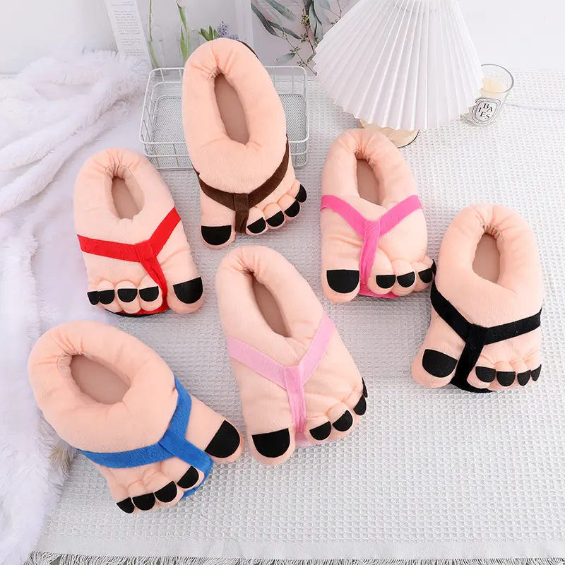 Funny Giant Big Toe Plush House Slippers, Novelty Flip Flop Design Warm Fuzzy Closed Heel Indoor Shoes, Viral Hilarious Prank Gift, Cozy Winter Home Footwear For Party & Daily Bedroom Use