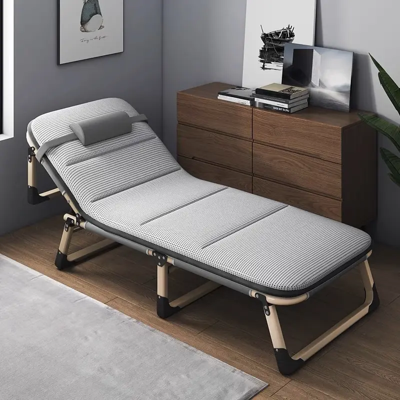 Folding Bed Summer Single Office Nap Bed Portable Lounge Chair Hospital Simple Napping Bed Camping Cot for Home Use