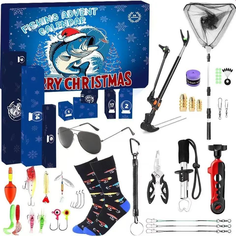 Fishing Advent Calendar 2026 for Men & Teen Boys – 24-Day Christmas Countdown Calendar with Fishing Tools, Lures & Accessories – Fish Lip Gripper, Xmas Gift for Son, Husband, Boyfriend, Brother, Girl