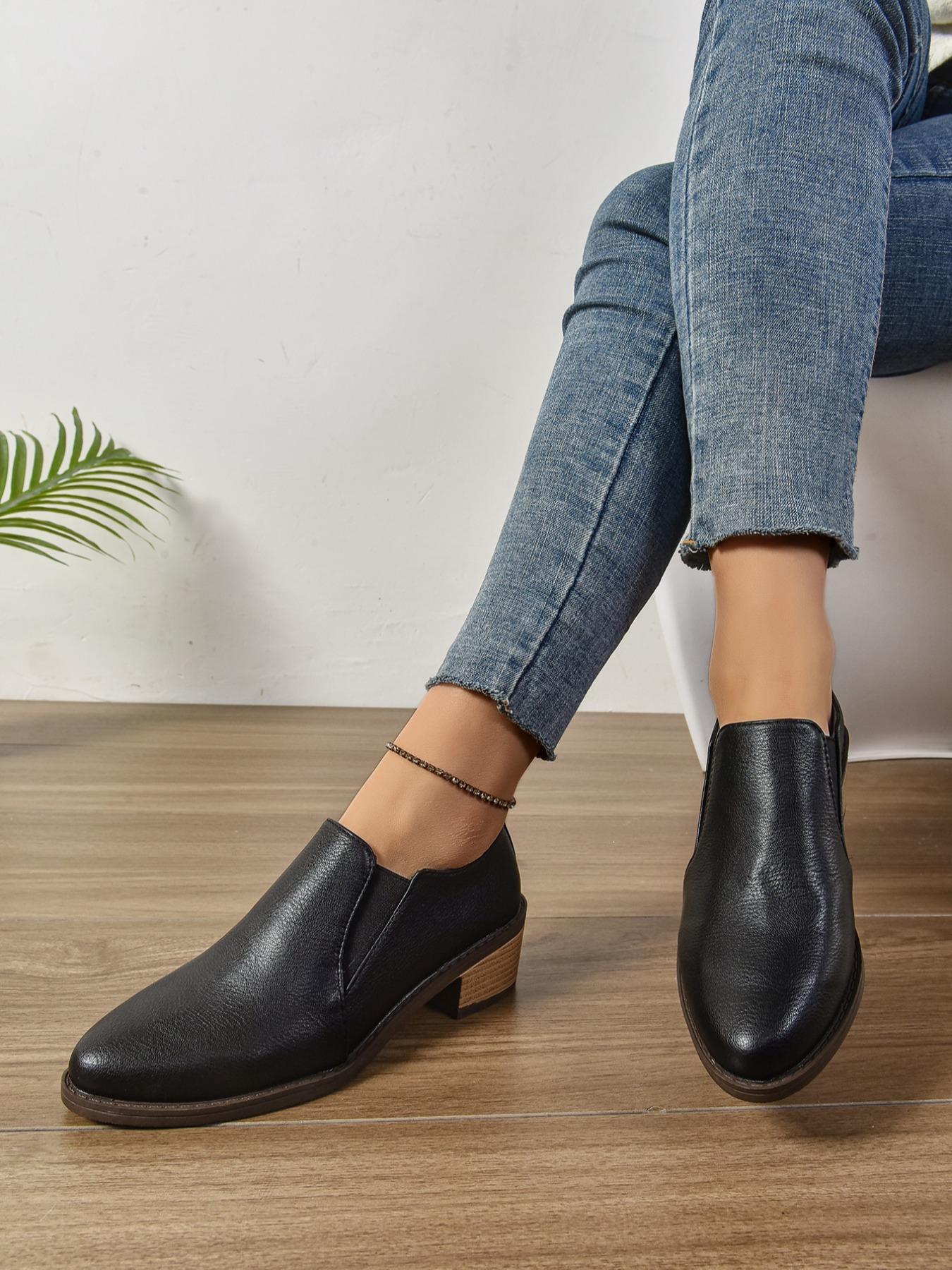 Women's Fashionable Solid Color Ankle Boots, Casual Comfortable Pointed Toe Boots for Daily Wear, Female All-match Trendy Shoes for Daily Wear, Girl, Elegant Boots