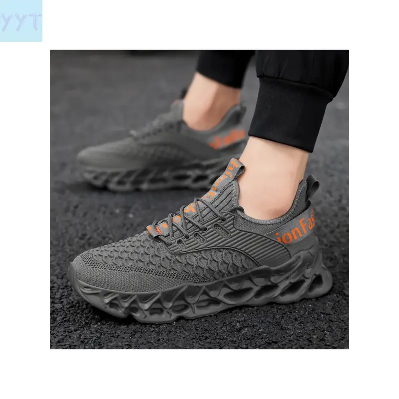 YYT1 Men's Breathable Flyknit Sneakers, Workout Sneakers, Athletic Shoes, Shoes, Blade Sole Anti-Running Shoes, Suitable Daily Casual Wear
