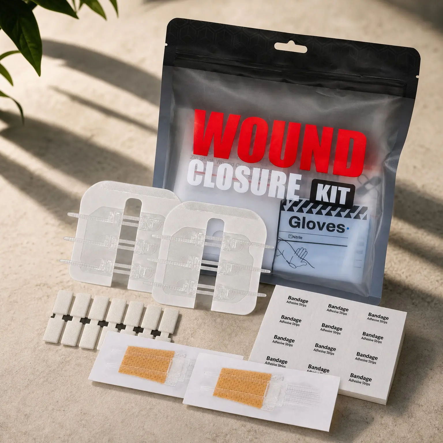 Wound Closure Kit with 3 Types Butterfly Bandages | Stitchless Painless Zip Closure Strips, Laceration First Aid Kit, HSA/FSA Approved