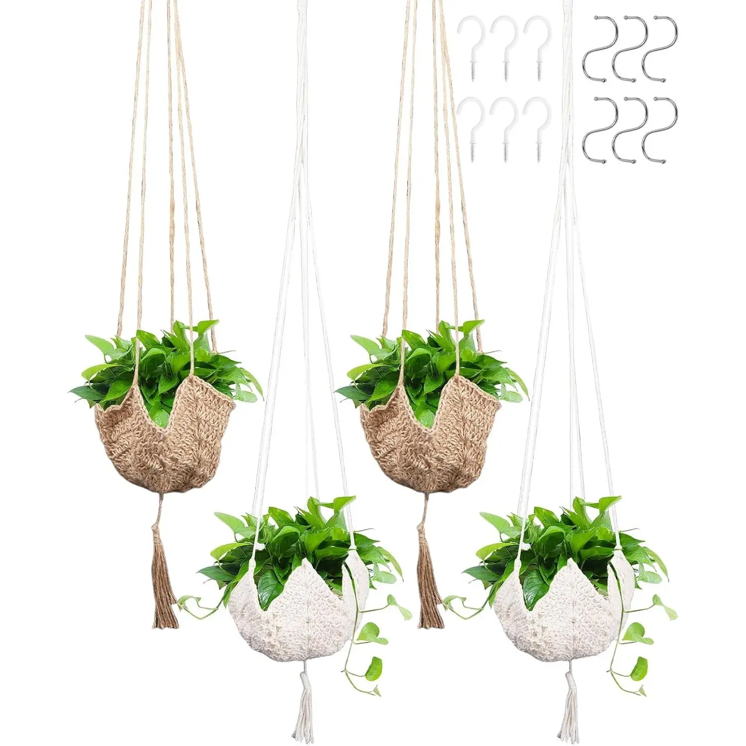4 count Macrame  Hanger,  Hangers Planters for Indoor Outdoor