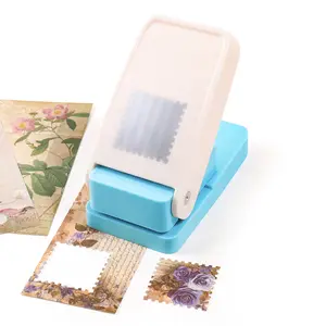 Stamps Embossing Puncher with Safety Lock Rod, Square Paper Hole Puncher for DIY Crafts and Card Making, Ideal for Handmade Albums