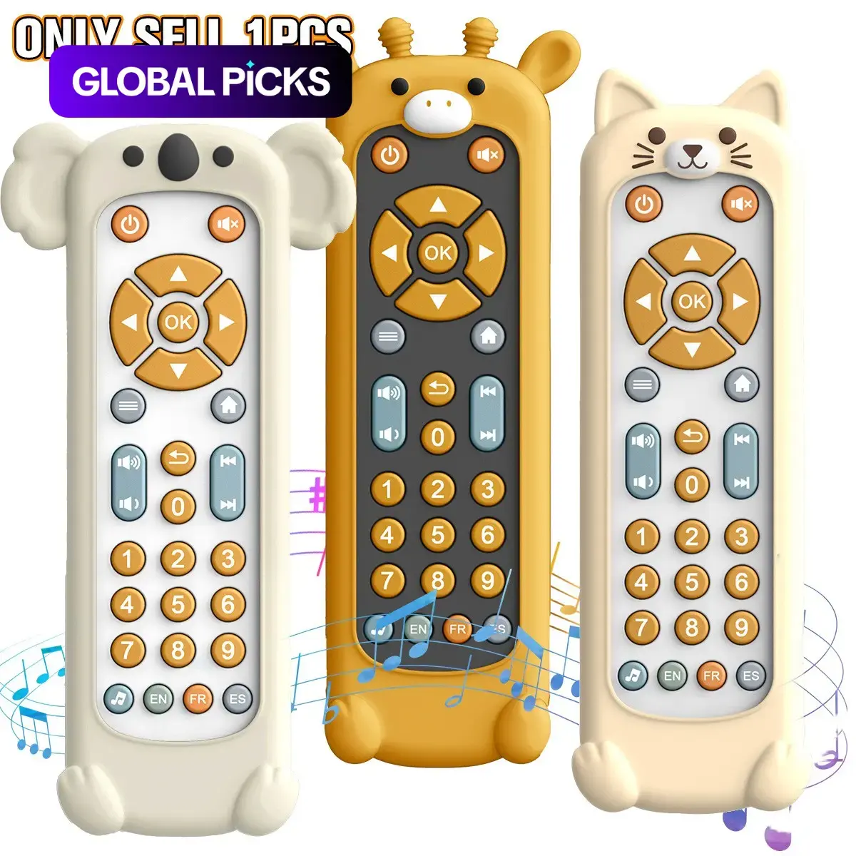 Baby Remote Control Toys Educational Baby Toy/Light Sound Music Musical Light Up/ Realistic Toys Remote Control Baby Music Toys with Language Teaching Toddlers Random Color