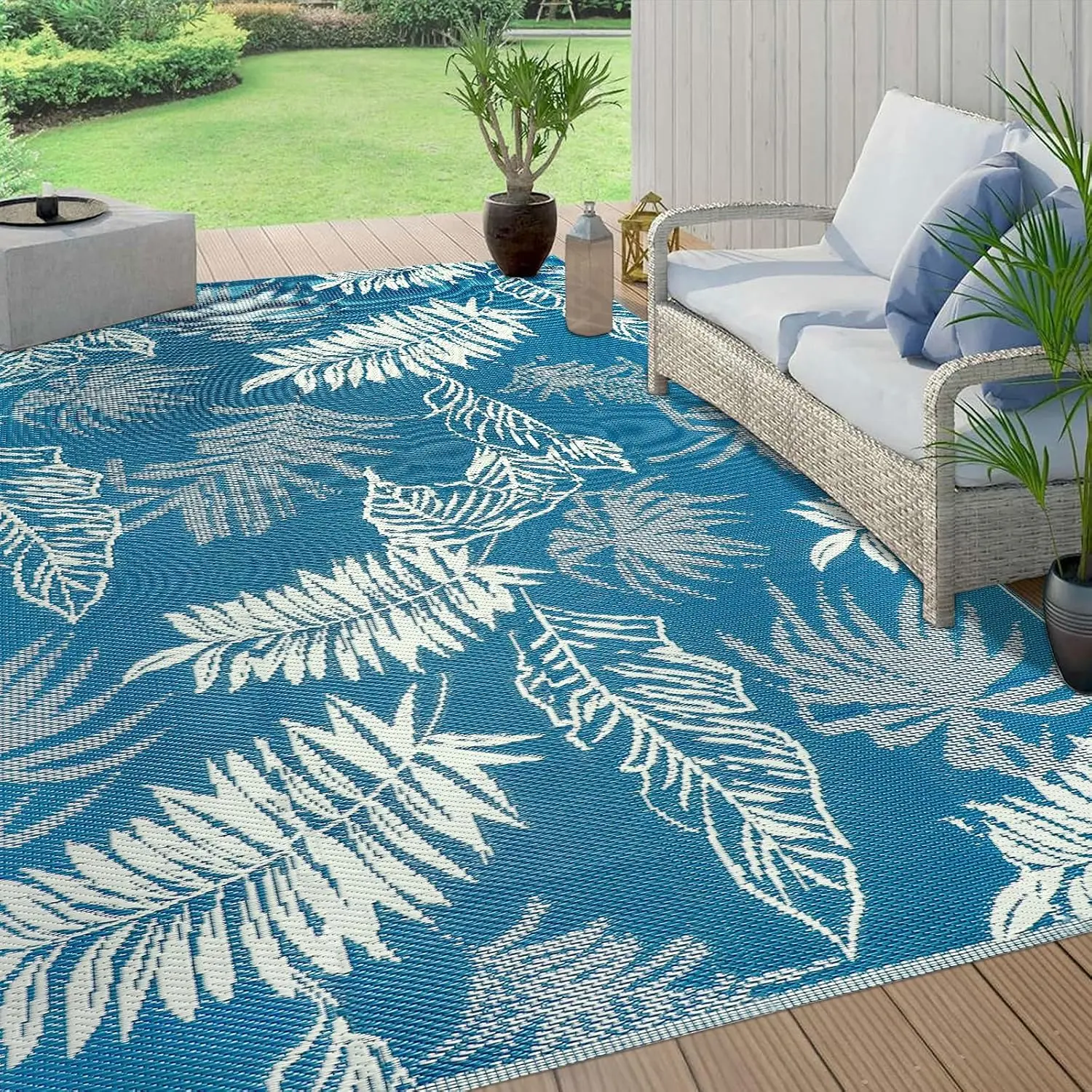 Outdoor Rug  5x8 Plastic Straw Rug Reversible Patio Rug Outside Camping Rug Patio Mat Lightweight Foldable Outdoor Carpet for Patio Balcony Deck Camping