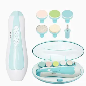 Baby Electric Nail File Set, Safe Baby Nail File with Light, Baby Nail Trimmer with 6 Grinding Heads for Newborn Baby Mummy Essentials