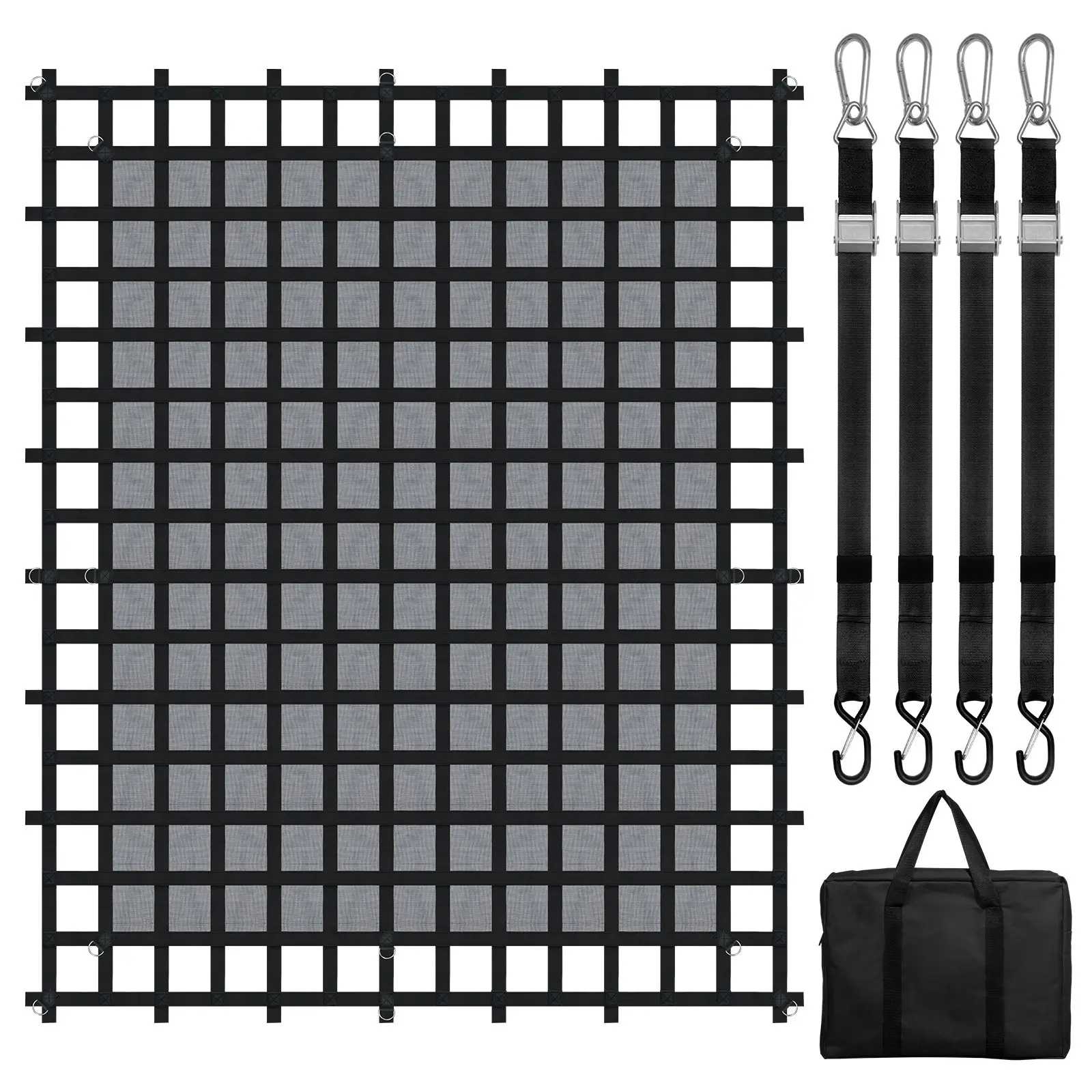 【DealsForYouDays】VEVOR Cargo Net, 120 inx 105 in, Heavy Duty Truck Cargo Net for Truck Bed, 4 Adjustable Straps with Carabiners S-Hooks, Wear-resistant Weather-proof, Suitable for Pickup, Truck, Jeep, SUV, Boat