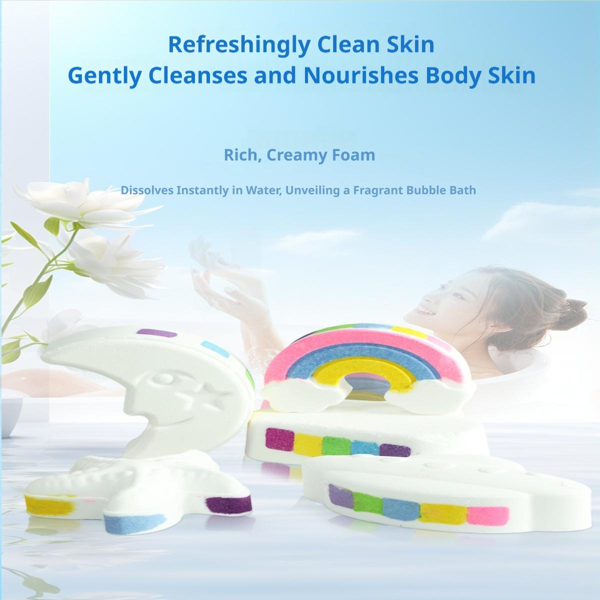 Children's rainbow bath bombs, rainbow bath bombs in various shapes, suitable as Easter basket filler toys for children and girls, for bubble baths