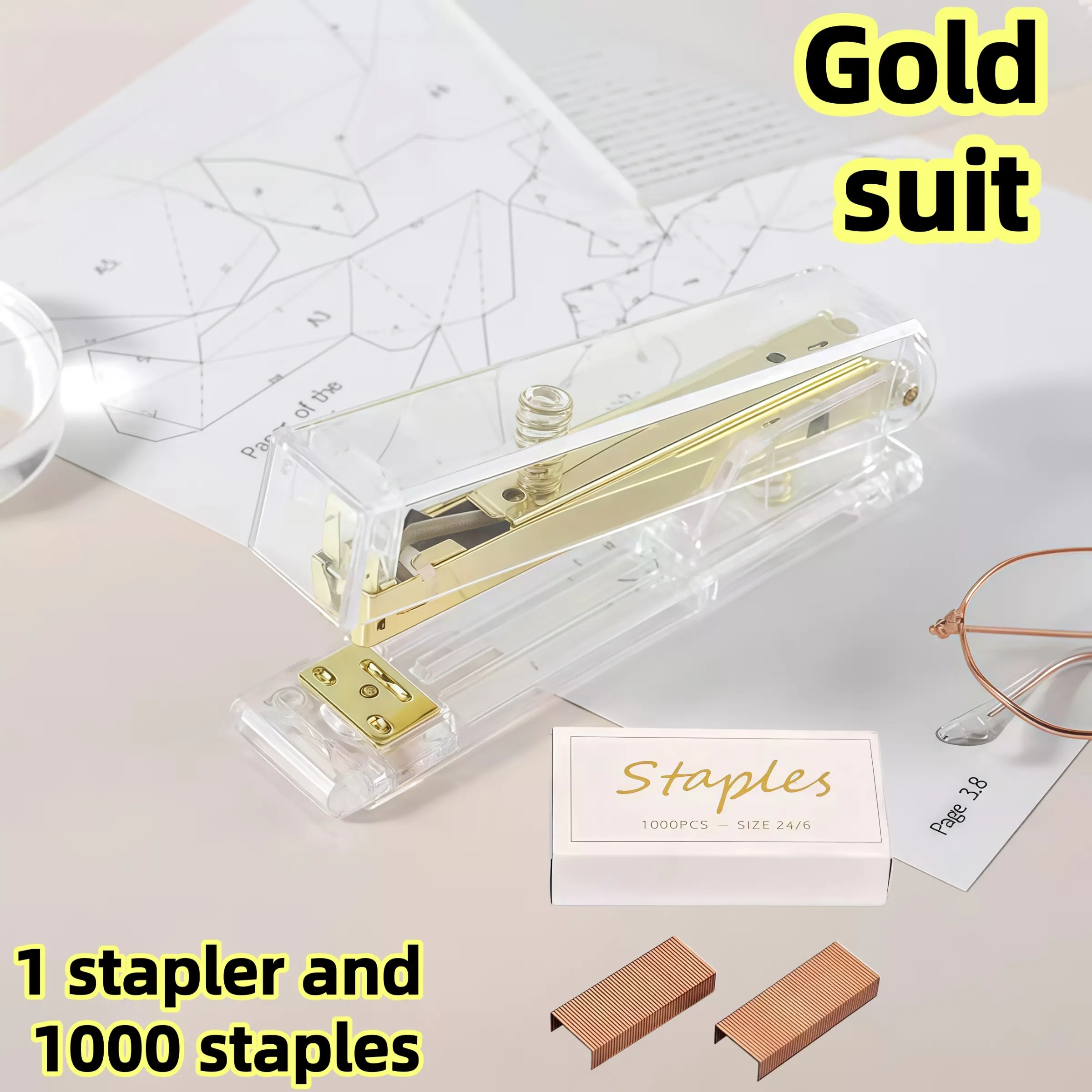 Transparent Desktop Binder Set, Mini Portable Desktop Binder, Includes 1000 Staples, Office Organizer for School & Office Supplies