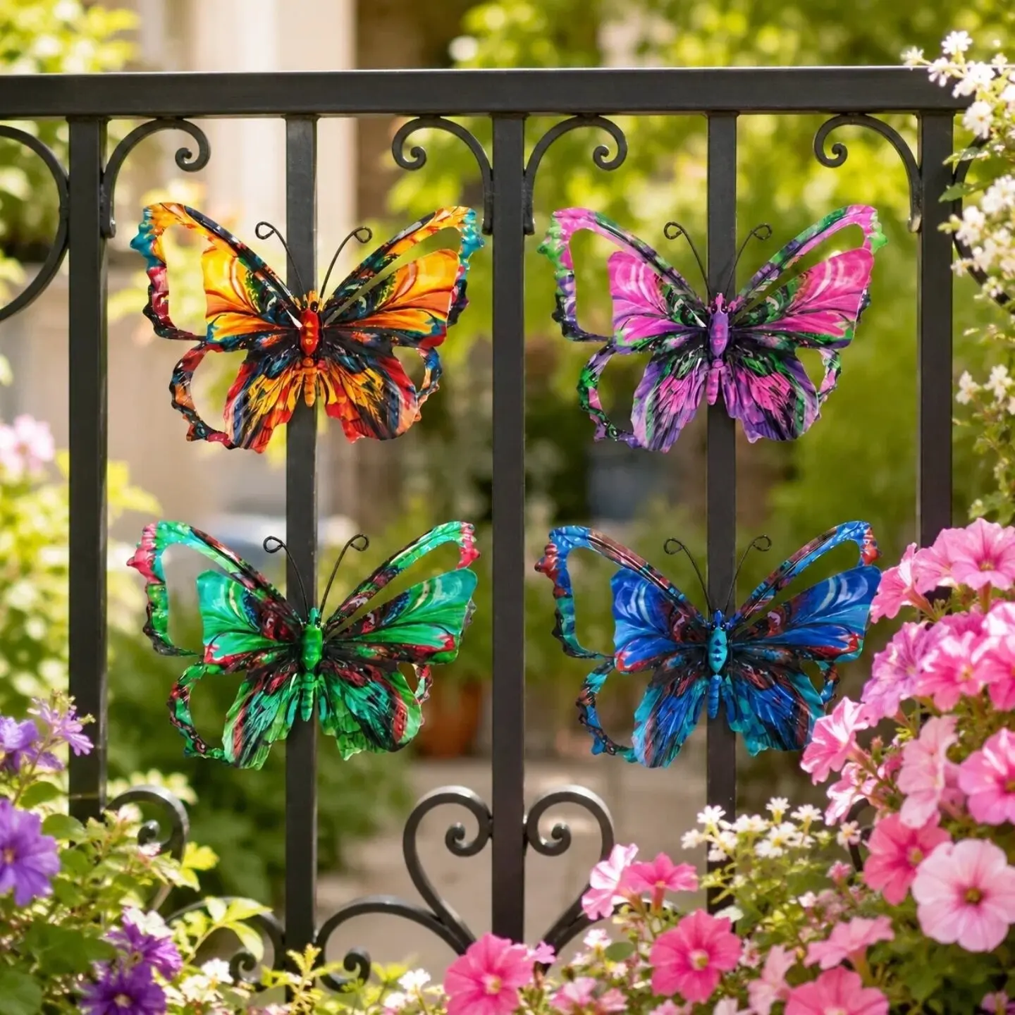 4-piece 3D metal butterfly wall art decoration, suitable for garden, terrace, living room, and balcony hanging metal butterfly decoration — a perfect gift for family and friends, an ideal choice for room decoration