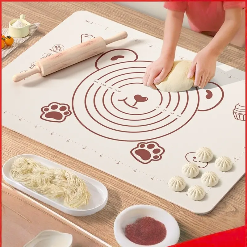 Thick Food-Grade Silicone Dough Roller Mat, Antibacterial Non-Slip Baking Pad, Home Use Rolling and Kneading Mat, Stain Resistant Design