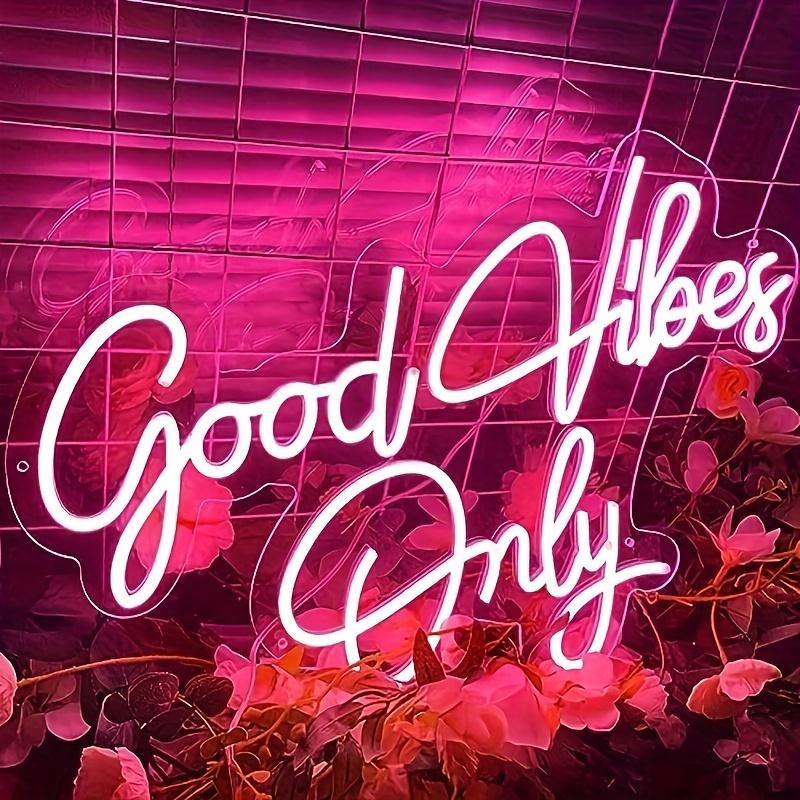 Good Vibes Only Neon Sign, USB Powered Dimmable Ice Blue Cyan LED Neon Light, Aesthetic Positive Quote Wall Decor for Bedroom Gaming Room Man Cave Home Bar, Motivational Gift for Her Teens Gamers