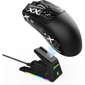 X1 Ultralight  Gaming  with  RGB  Dock,Anti Slip Grip Tape,PixArt PAW3395 Pro Sensor,40000DPI,BT/2.4Ghz/Wired,Optical   for PC  Gamer(Black)