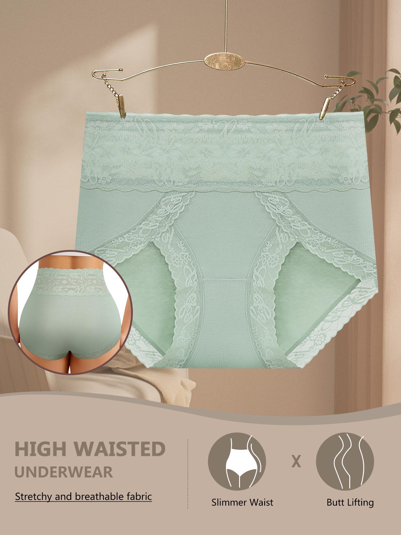 QUASTI 8PCS High-Waisted Lace Seamless Printed Briefs for Women, Breathable Soft Stretch Panties, High Elasticity Full Coverage Underwear, Fashionable Elegant Comfortable Everyday Lingerie Set for Ladies and Girls, S-XXL SpringStatements