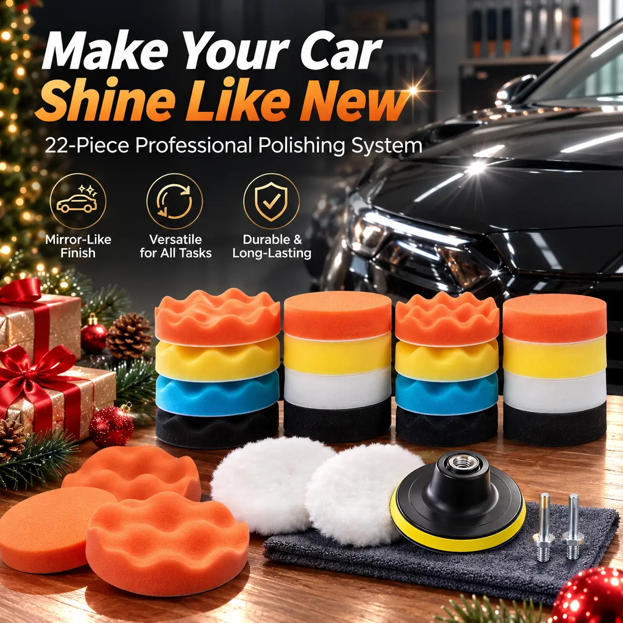 22 Pieces Car Polishing Pad Set,Including 3 Inch Buffing Pads,Foam Polish Pads,Polisher Attachment for Drill,Car Scratch Repair,Christmas Party Fathersdaygift,Tools & Hardware-YY2