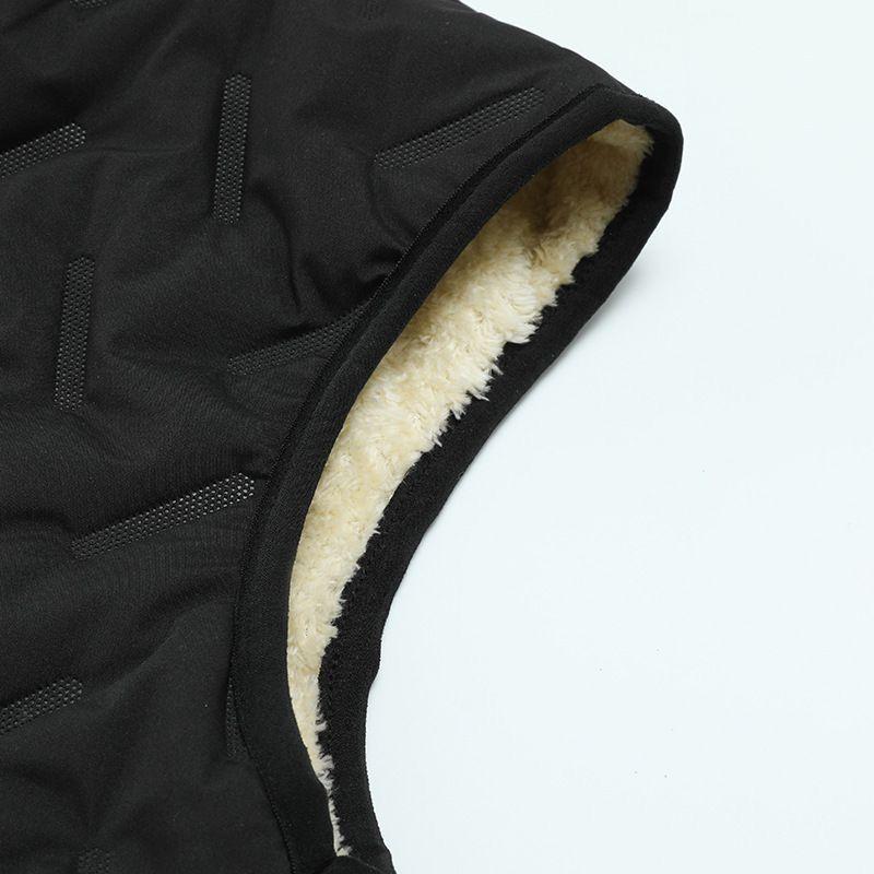 Men's winter thermal vest, wool lining, regular fit, polyester fiber, zipper design, machine washable, casual style, medium size men's top, solid color vest, wetsuit, tractor pattern, beige, black, crew neck, lightweight.