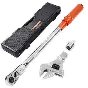 VEVOR Adjustable Click Torque Wrench, 1/2 Inch Drive, 20-160 lbf-ft/27.1-216.8 N. m, Dual-direction and Dual Range Scales, 72-Tooth, 2 Precision, with Adapter Interchangeable Jaw and Ratchet Head