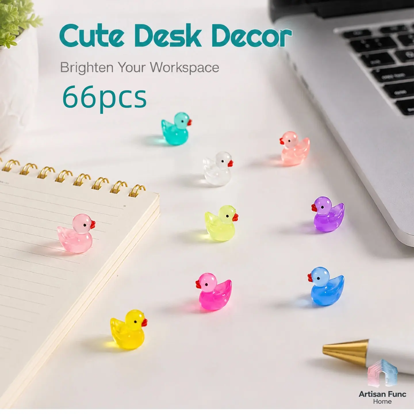 66pcs Resin Glow-In-The-Dark Ducks, Decorative Ambient Night Light Duckies, Ideal for Kids' Rooms and Parties, Durable Plastic Design