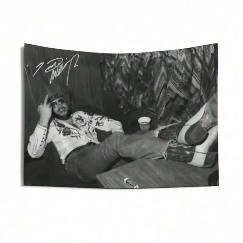 Hank William Jr With His Signature Print Decorative Tapestry Wall Hanging For Decorate Clubs Concerts Bars University Dormitories Living Rooms Bedrooms