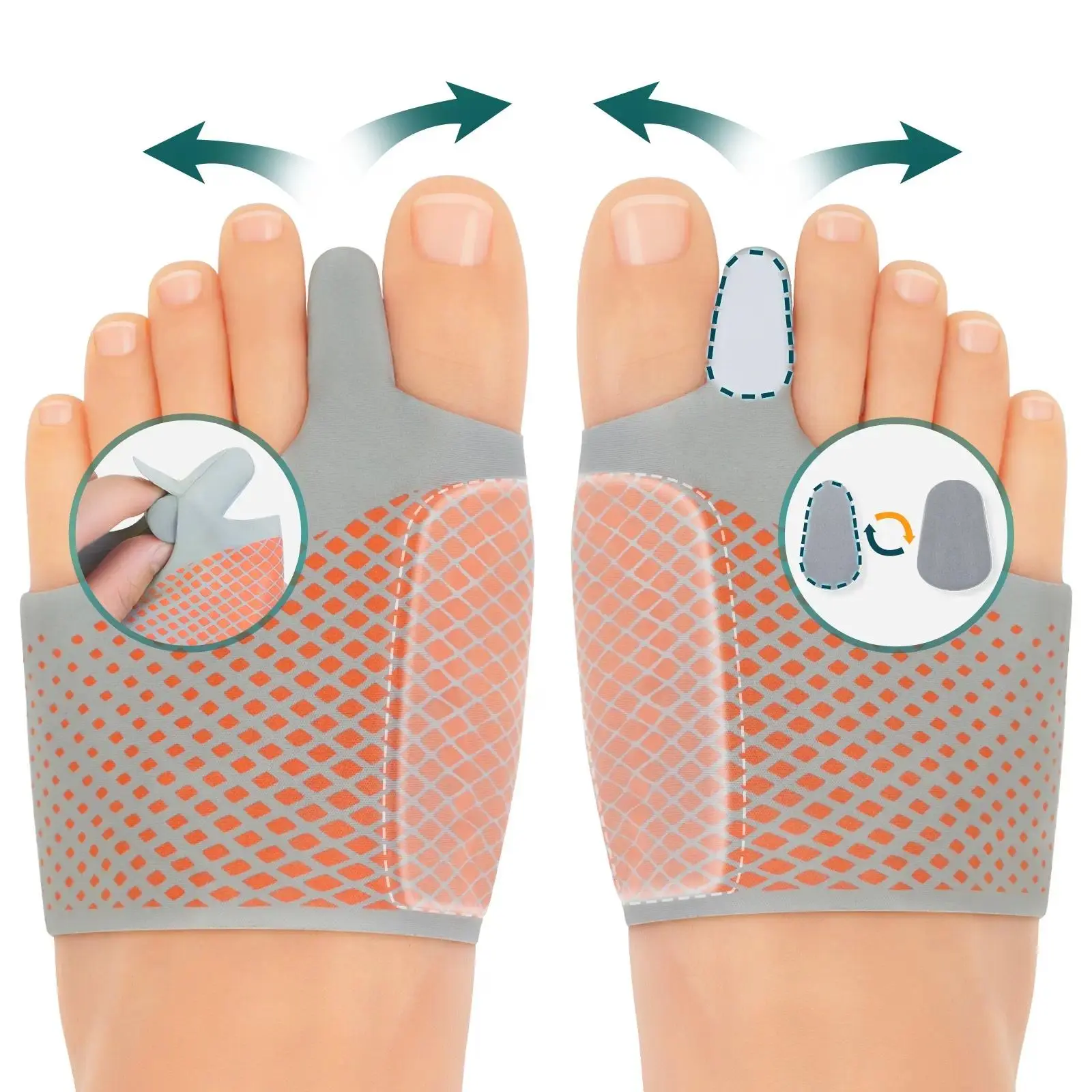 2026 Viral Adjustable Toe Separator Socks 4 Pack 2 Sizes, Soft Silicone Toe Divider Spreader Pads, Lightweight Reusable Toe Spacers for Foot Relief, Flexible Wearable Pedicure Tool, Comfort Foot Care Accessory for Home Pedicure Salon Nail Art Daily Foot P