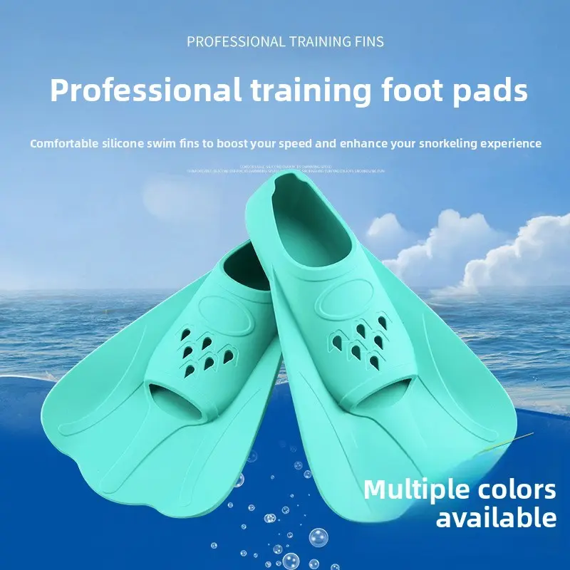 Popular silicone short fin fins for freediving, suitable for children and adults, outdoor snorkeling training, water sports equipment