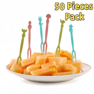 Disposable Two-Tine Fruit Forks Plastic Dessert Cake Fork Set，Mini Plastic Fruit Picks Multipurpose Snack Pastry Forks Household Pack，50Pcs Disposable Two-Prong Forks for Fruit Cake Salad Dessert