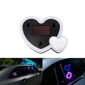 Solar Heart-Shaped Car Atmosphere Lights for Triangular Windows, LED Ambient Decorative Lights for Car Interior, Storefront Doors & Room Window Decoration #GLOBAL PICKS