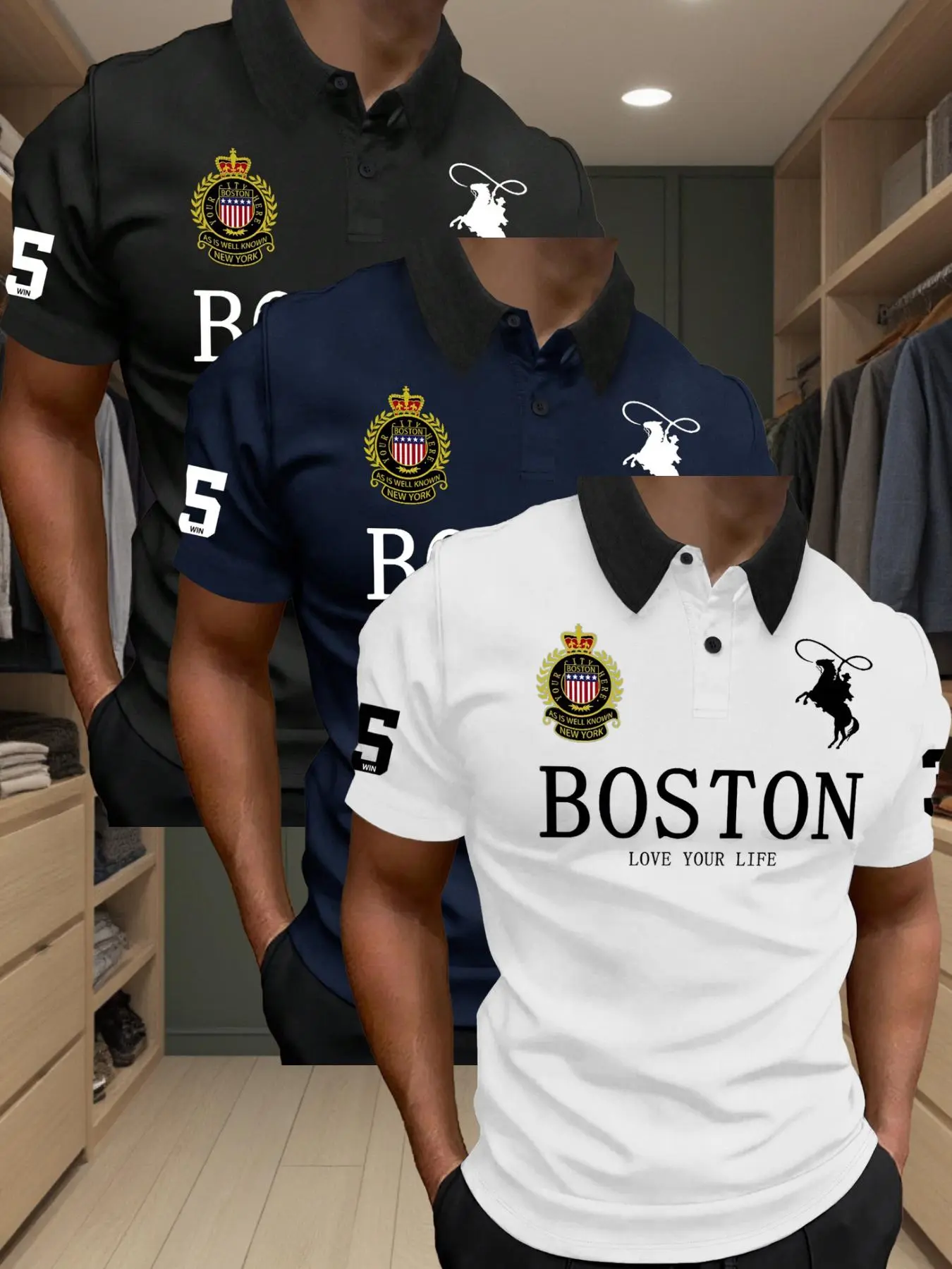 Men's Regular Fit Letter Print  Polo Shirt, Casual Short Sleeve Collared Top for Summer, Fashion Men's Clothes for Daily Wear