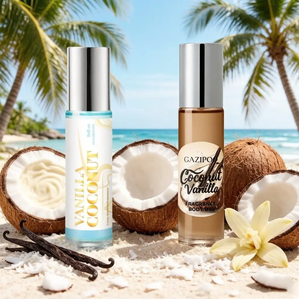 10ML Vanilla Coconut Roll-On X2, Different Scents, Coconut Scented, Compact Design, Perfect for Travel, Commute, Dates, Instant Fragrance Boost