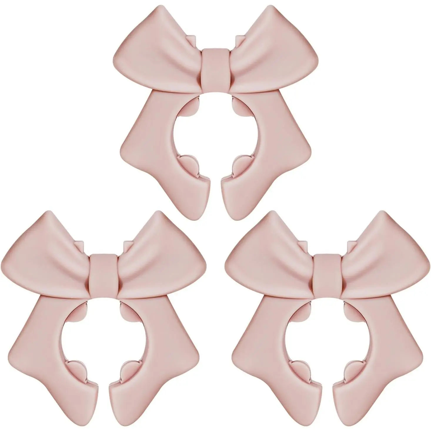 3-Piece Bow Silicone Spoon Rest and Spatula Holder, Cute Spoon Rest for Kitchen Counter, Bow Shaped Cooking Holder and Steam Release, Drip-Free Kitchen Gadgets for Pots & Pans (Pink)